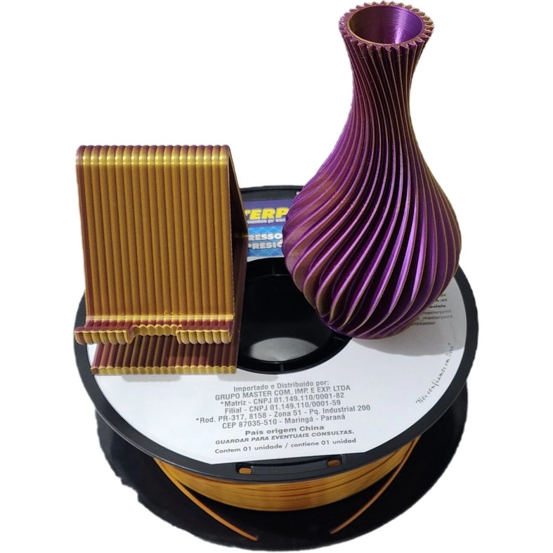 FILAMENTO 3D MASTERPRINT - PLA SILK DUO COLOR DOURADO/ROXO 1KG