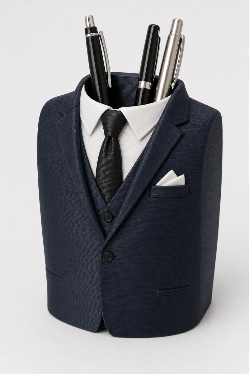 Porta-Canetas Gentleman Suit - Organizador de Escritório