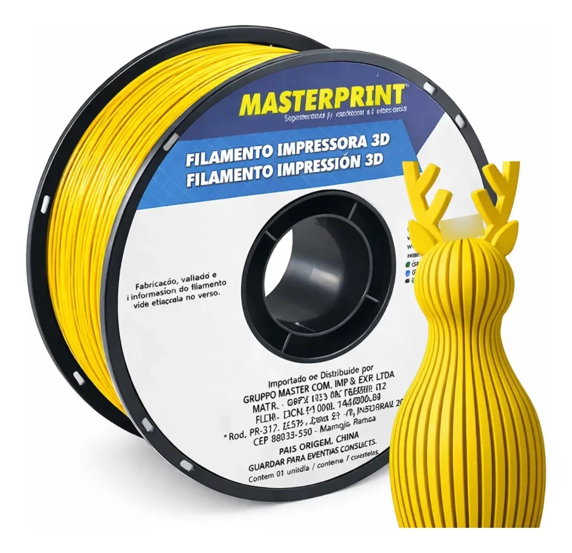 FILAMENTO 3D MASTERPRINT - PETG AMARELO ESCURO 1KG (1.75MM)