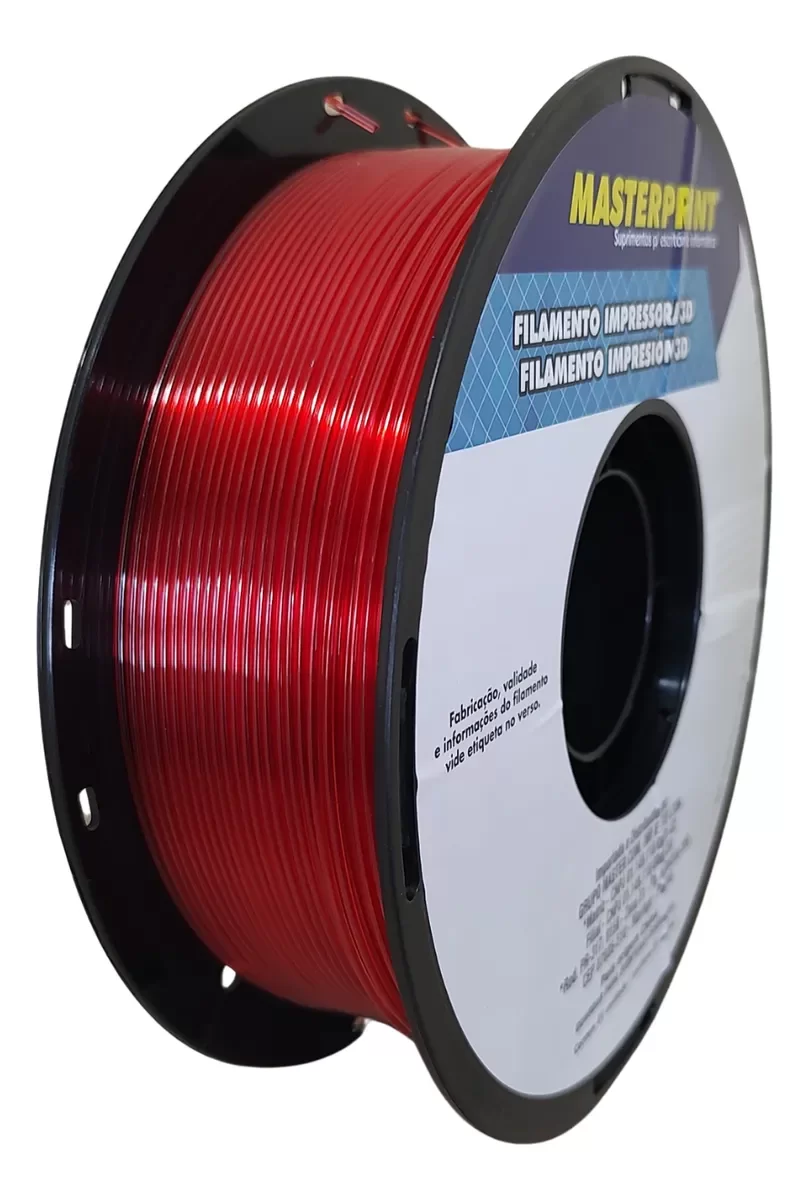 FILAMENTO 3D MASTERPRINT - PETG TRANSLUCIDO VERMELHO 1KG (1.75MM) DER 4