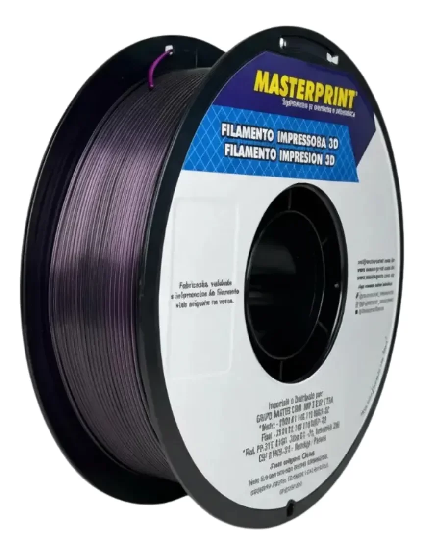 FILAMENTO 3D MASTERPRINT - PLA SILK DUO ROXO/PRETO 1KG